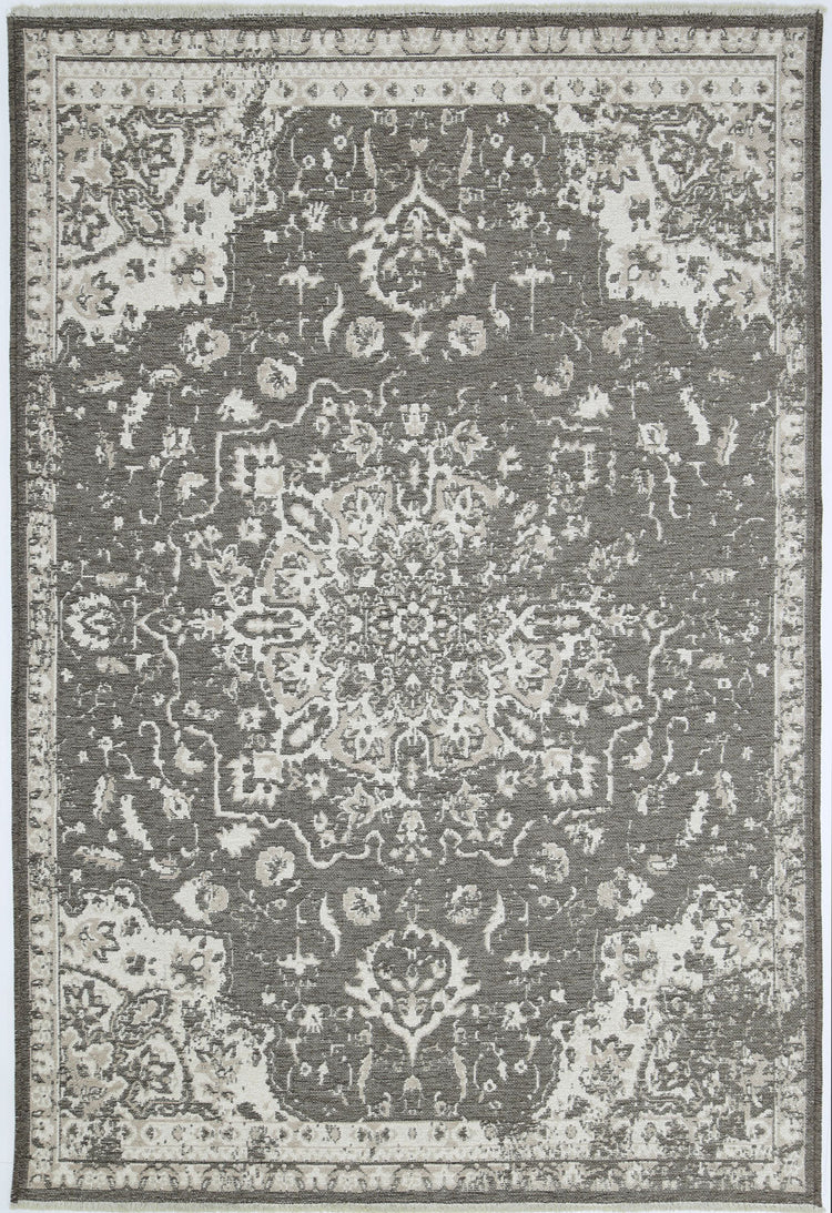 Rustic Medallion Ash Transitional Rug