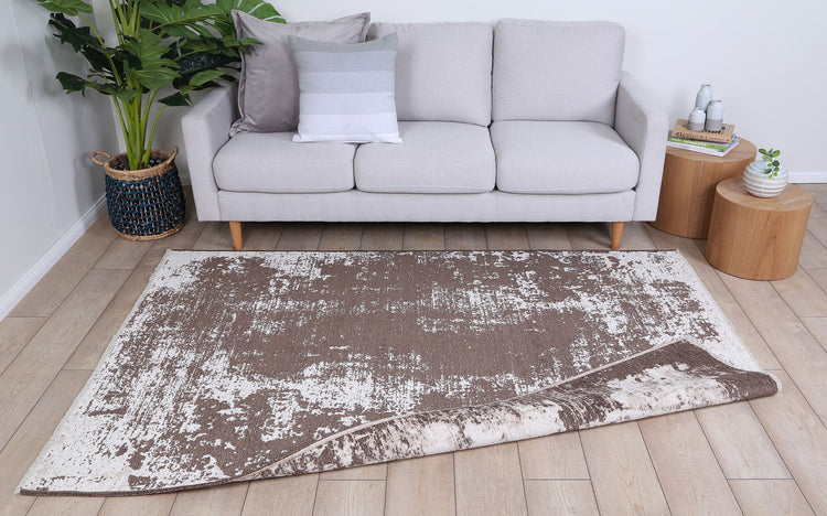 Rustic Faded Beige Abstract Rug