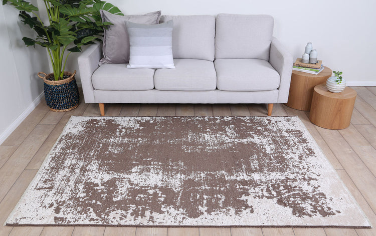 Rustic Faded Beige Abstract Rug