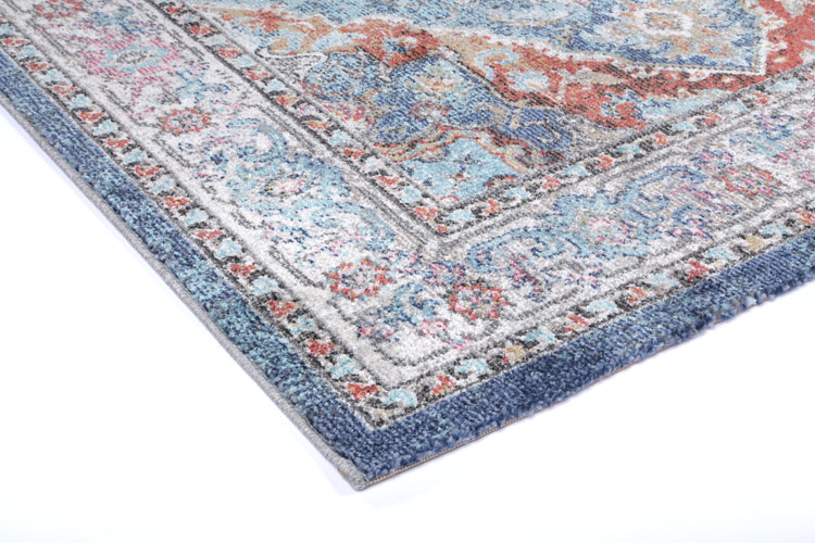 Salsa Maykel Blue & Terracotta Transitional Rug