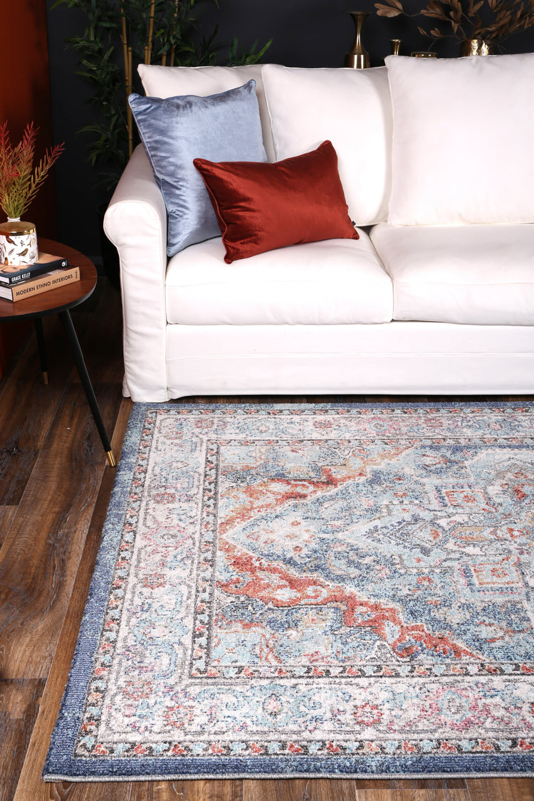 Salsa Maykel Blue & Terracotta Transitional Rug