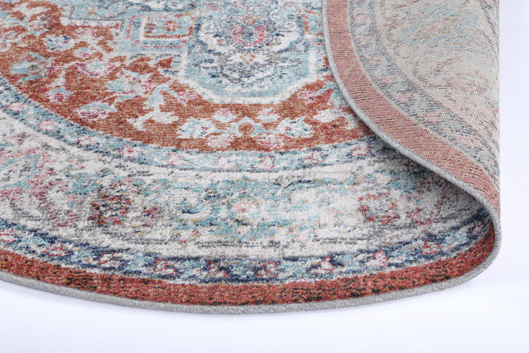 Salsa Seo Terracotta & Ivory Transitional Round Rug