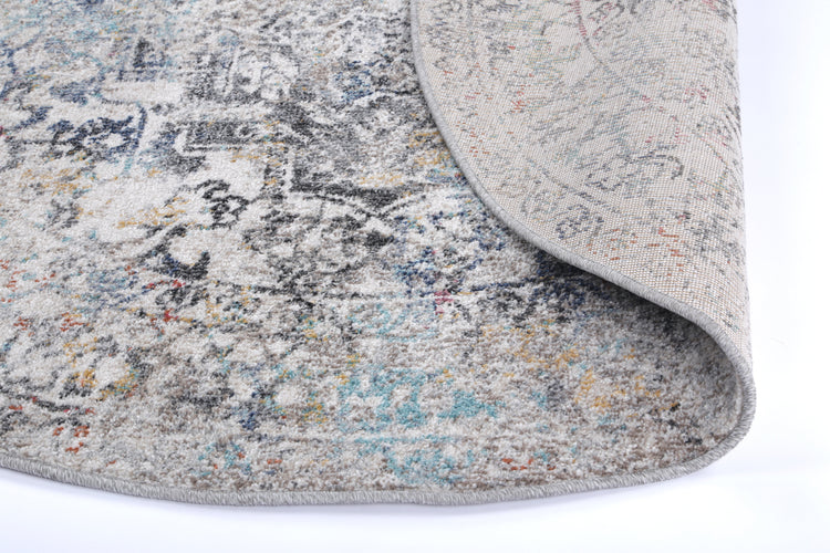 Salsa Maria Grey & Multi Transitional Round Rug