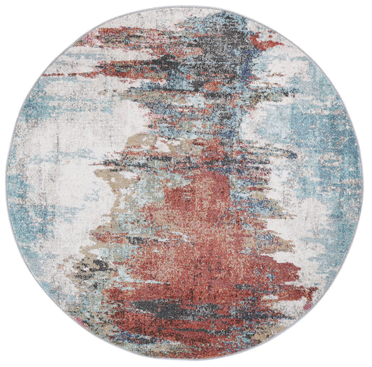 Salsa Jorge Blue & Terracotta Abstract Round Rug