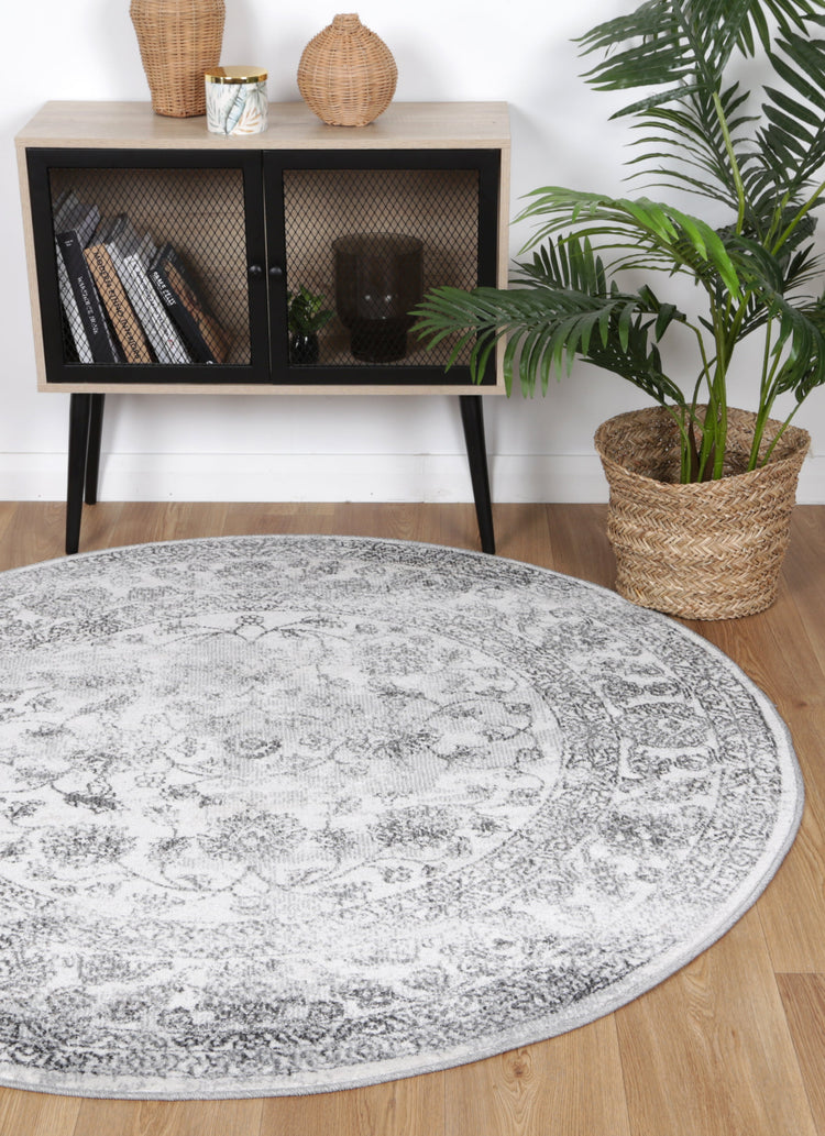 Salsa Serena Grey & Ivory Round Rug