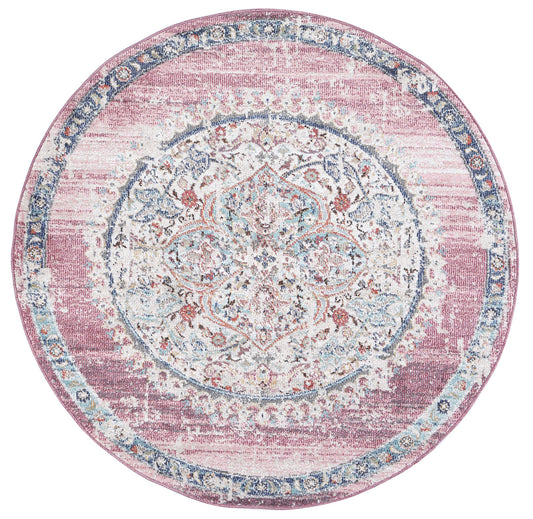 Salsa Hollow Medalion Transitional Blush Round Rug