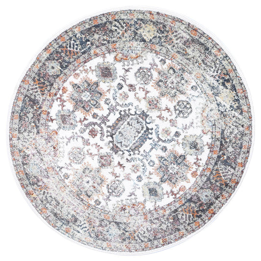 Santa Fe Camino Border Cream Round Rug