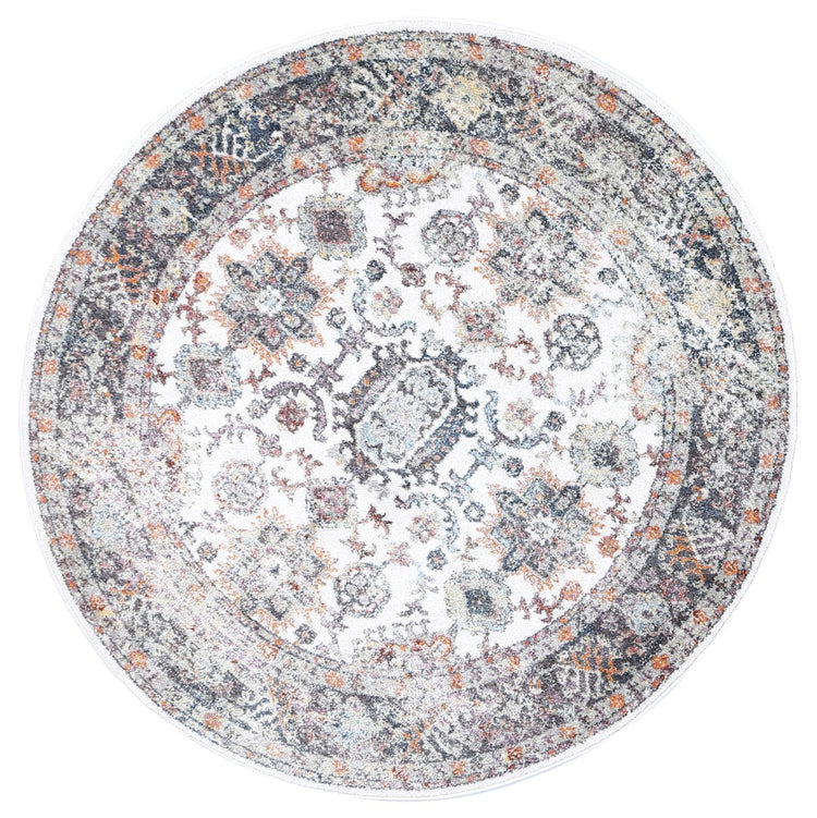 Santa Fe Camino Border Cream Round Rug