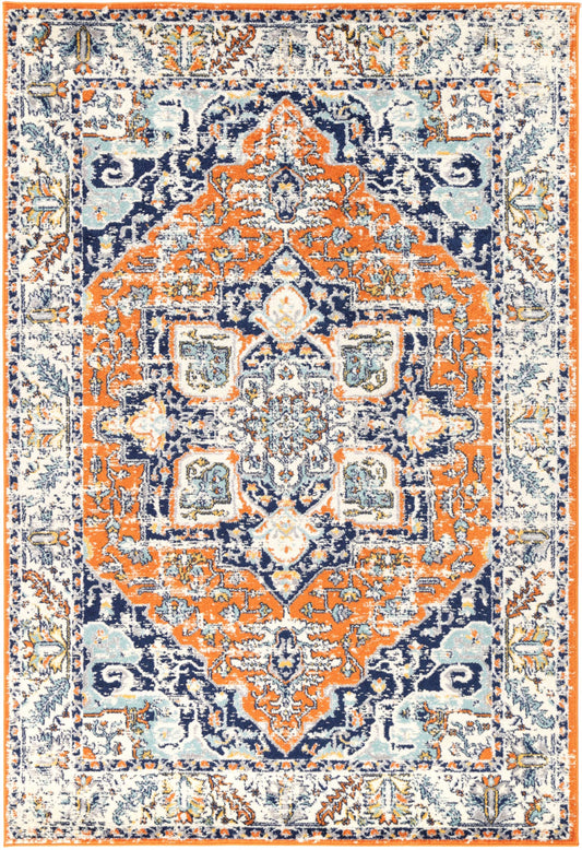 Sicily Messina Orange & Blue Transitonal Rug