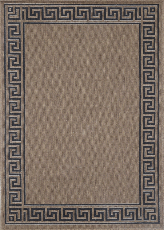 Sisalo Brown Beige Bordered Patterned Rug