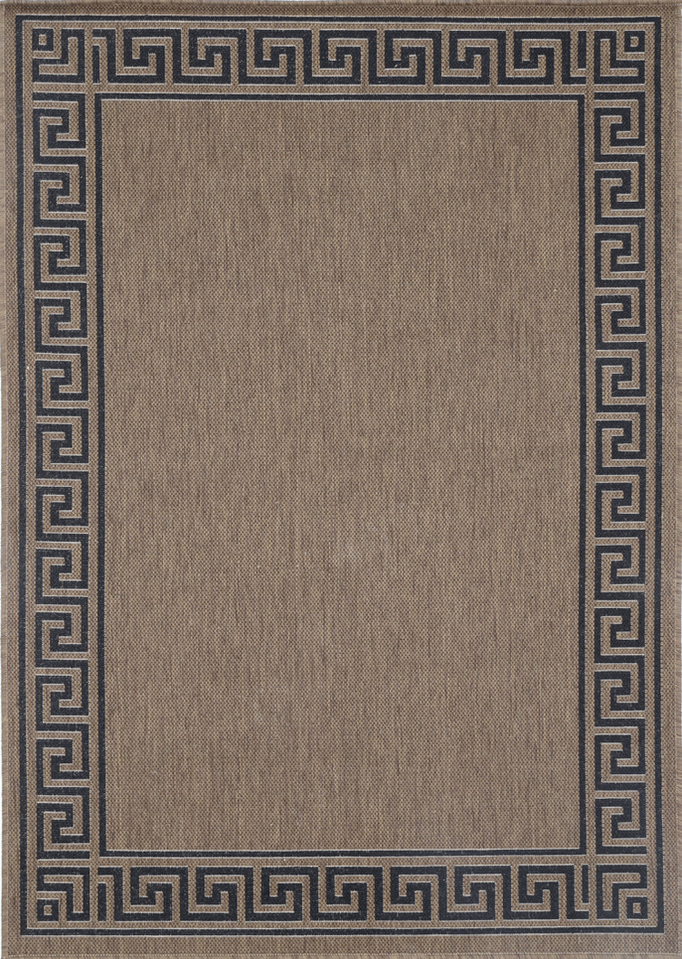 Sisalo Brown Beige Bordered Patterned Rug