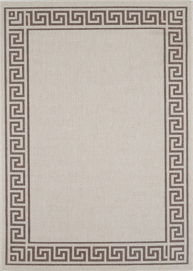 Sisalo Beige Bordered Patterned Rug