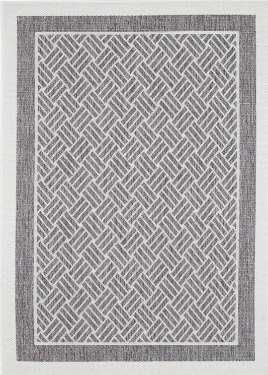 Sisalo Cream Geometric Ikat Bordered Rug