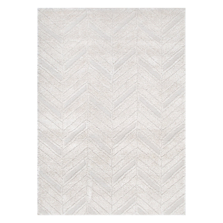 Tender Chevron Beige Shag Rug