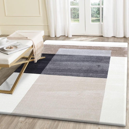 Morisot Grey and Beige Cubism Rug