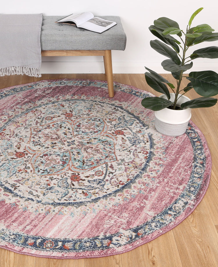 Hollow Medalion Transitional Blush Rug