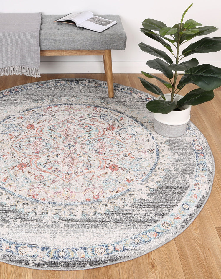 Hollow Medalion Transitional Grey Rug