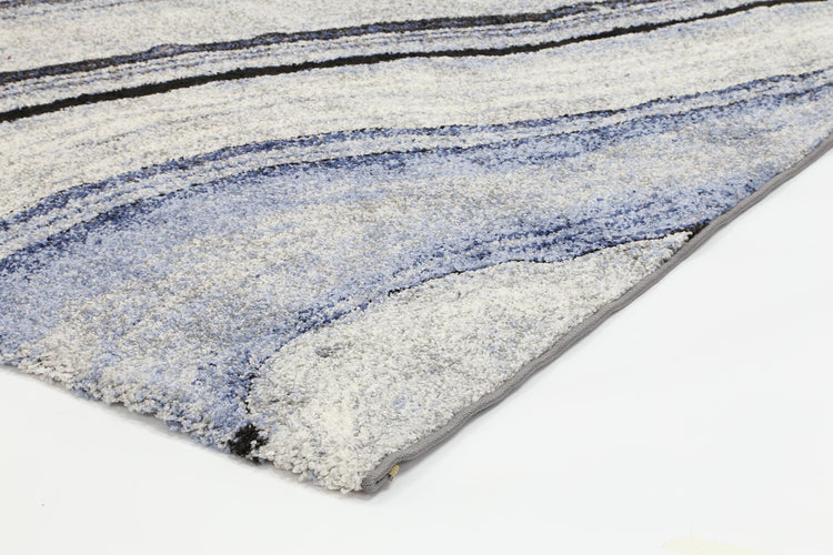 Vision Grey and Blue Line Patterned Rug Rug