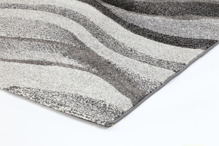 Vision Grey Abstract Waves Patterned Modern Rug