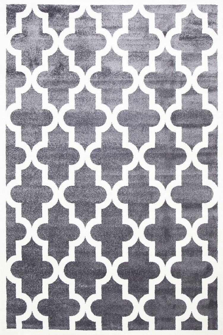 Piccolo Grey and White Lattice Pattern Kids Rug