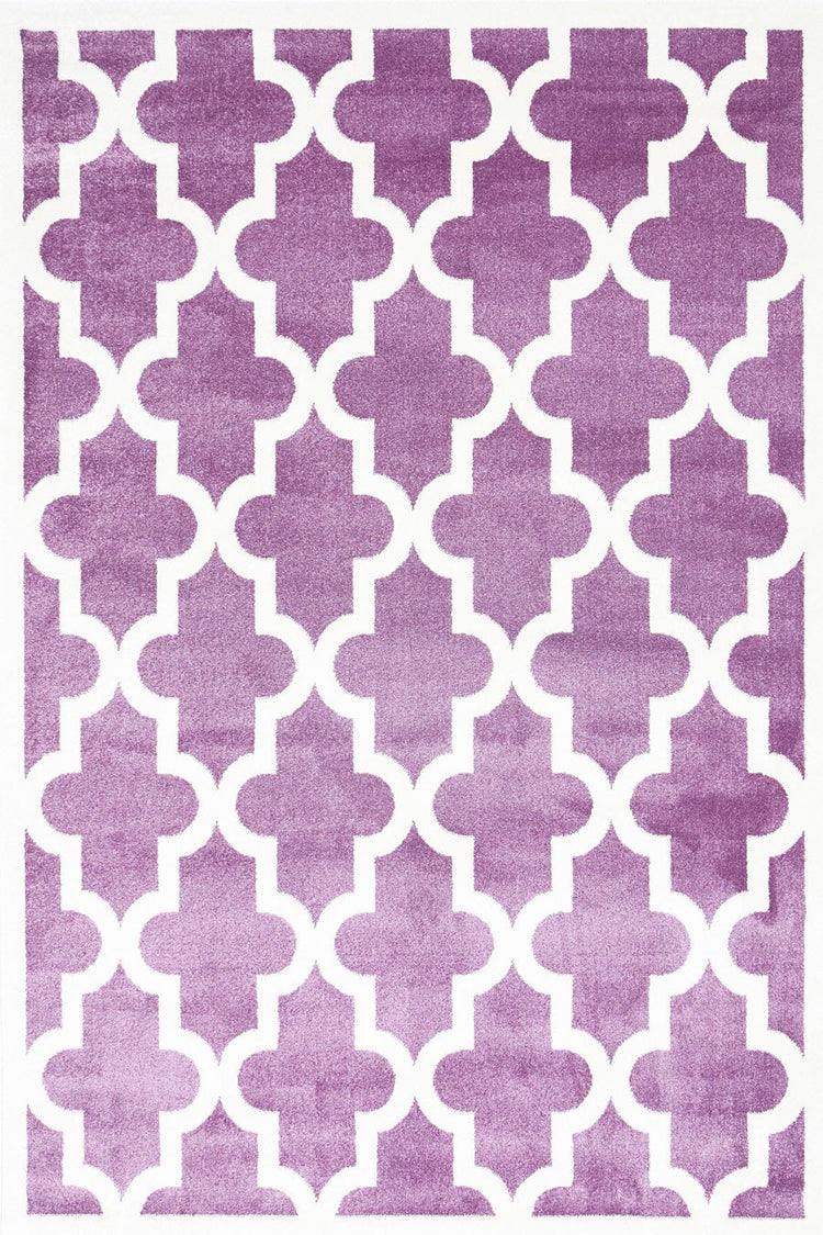 Piccolo Violet Pink and White Lattice Pattern Kids Rug