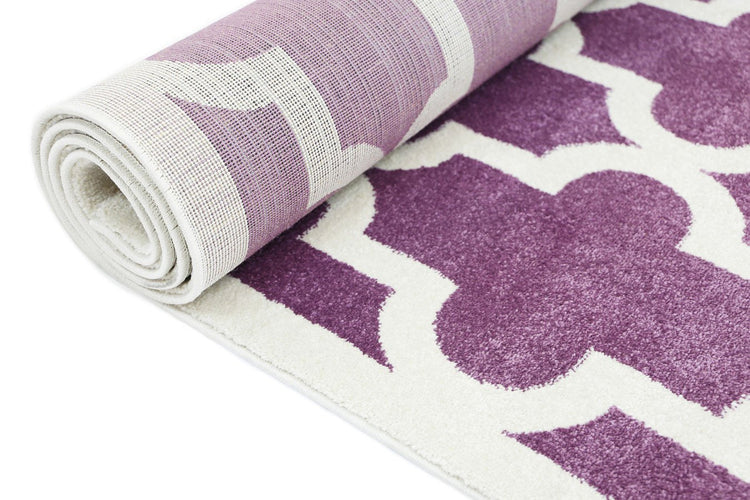 Piccolo Violet Pink and White Lattice Pattern Kids Rug