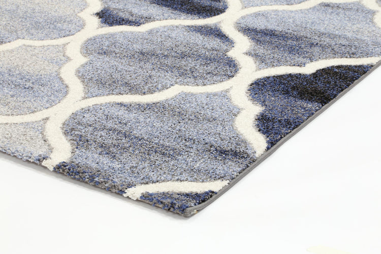 Vision Blue and Grey Geometric Ikat Modern Rug