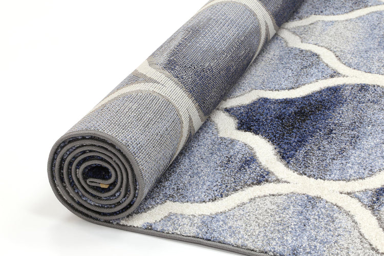 Vision Blue and Grey Geometric Ikat Modern Rug