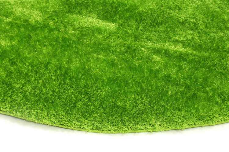Puffy Soft Shaggy Round Rug Grass Green