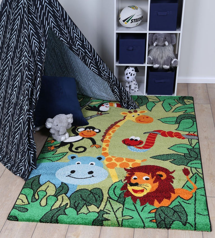 Nova Kids Green Jungle Animal Rug