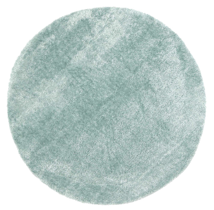 Puffy Soft Shaggy Round Rug Teal Blue