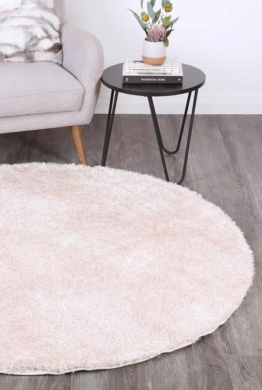 Puffy Soft Shaggy Round Rug Ivory