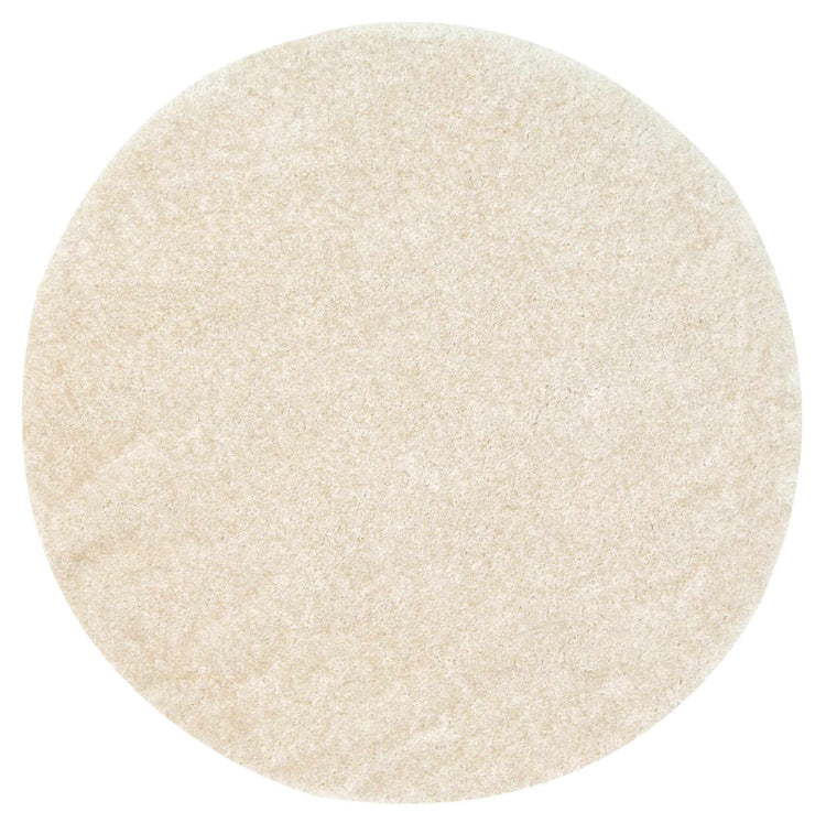 Puffy Soft Shaggy Round Rug Ivory