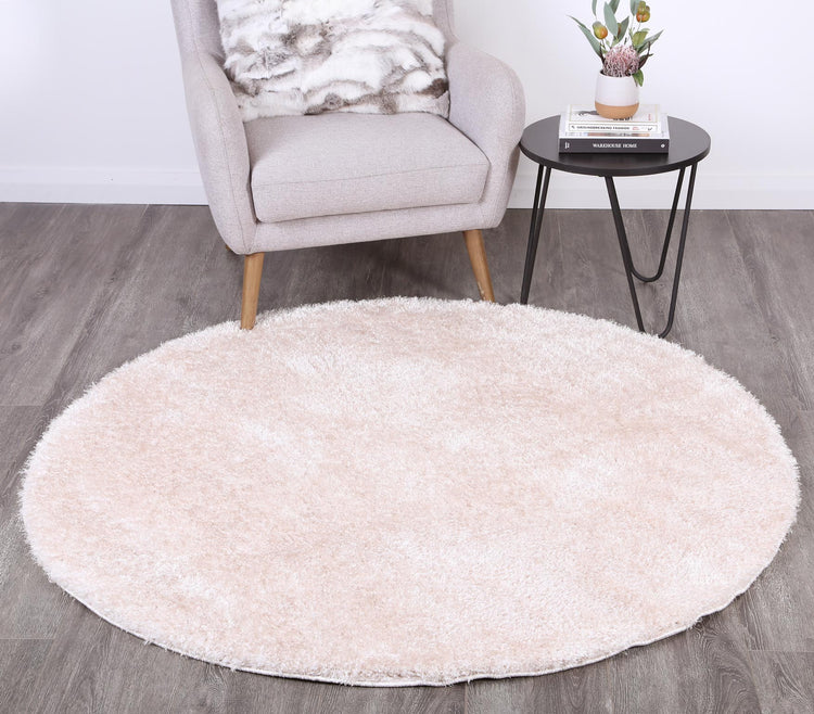 Puffy Soft Shaggy Round Rug Ivory