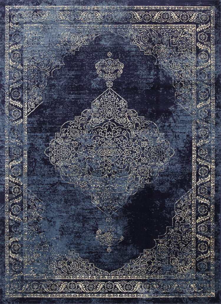 Arya Navy Blue Distress Rug