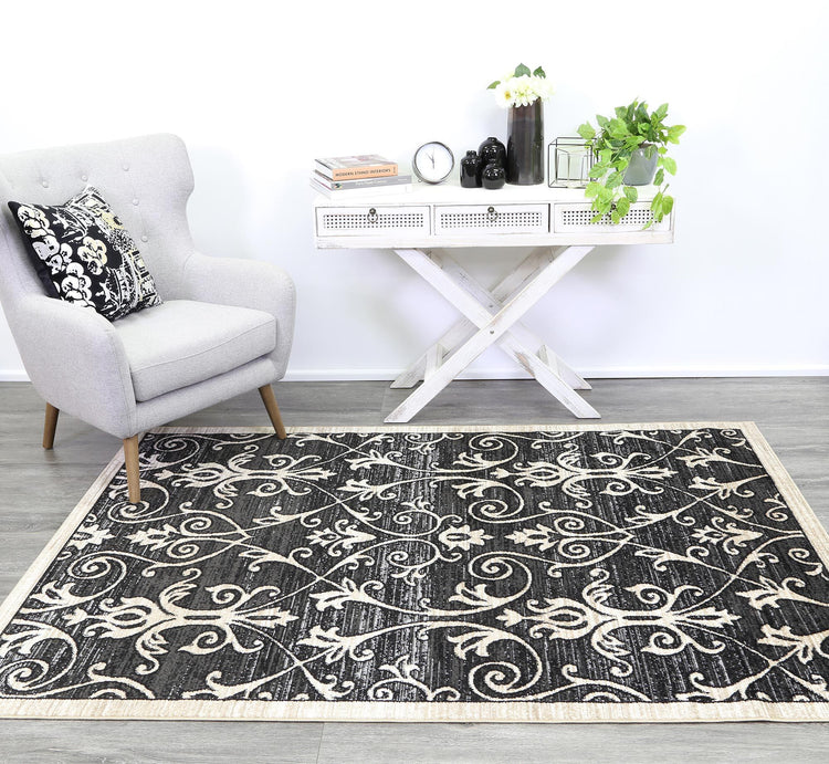 Arya Grey Beige Ikat Rug