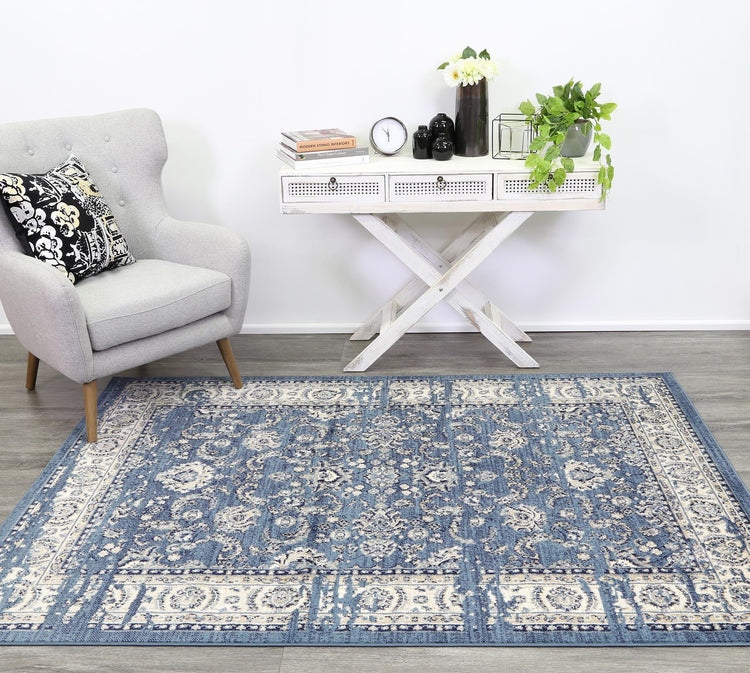 Arya Distressed Navy Blue Rug