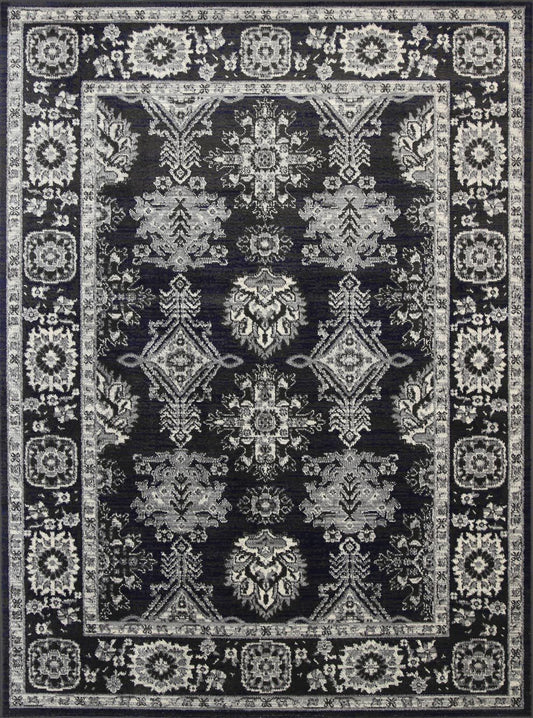 Arya Traditional Navy Grey Rug