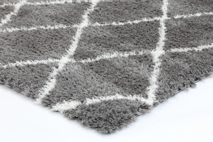 Moroccan Grey and Cream Diamond Rug