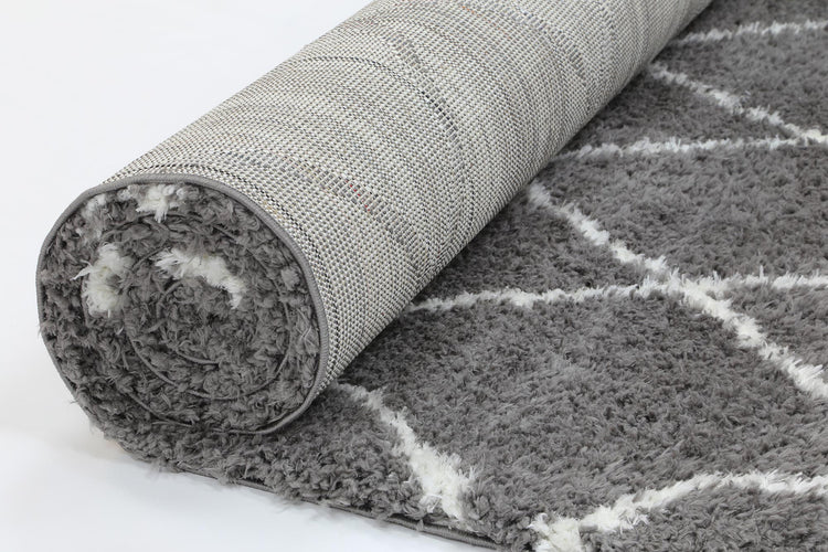 Moroccan Grey and Cream Diamond Rug