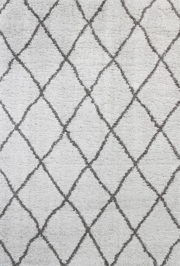 Moroccan Silver and Grey Diamond Rug