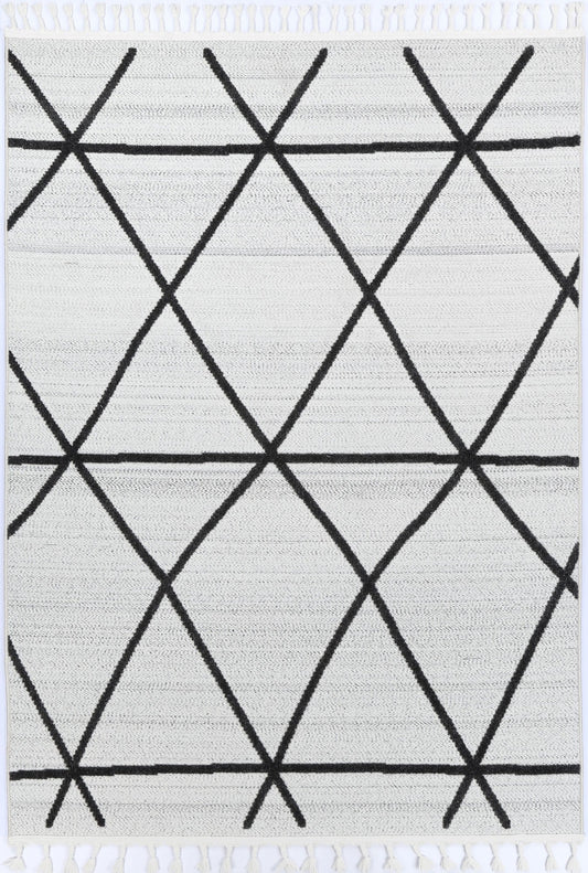 Nefeli Cream Anthrasite Diamond Rug