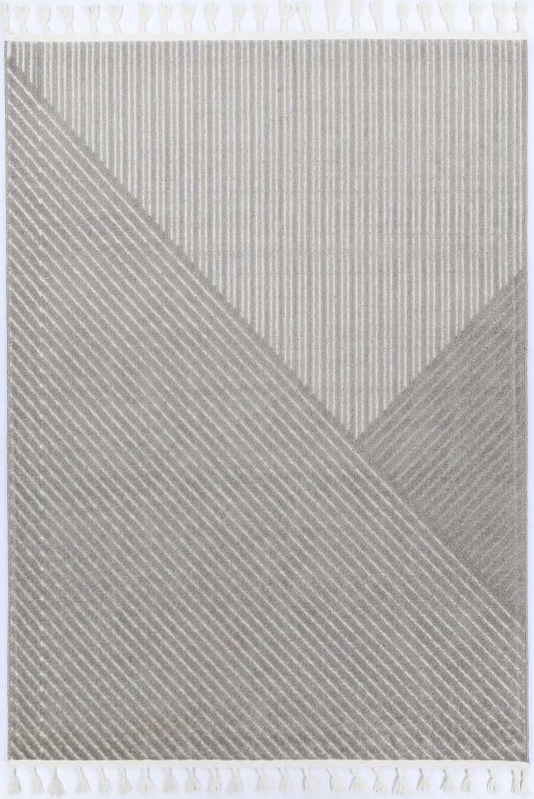 Nefeli Cream Grey Geometric Striped Rug