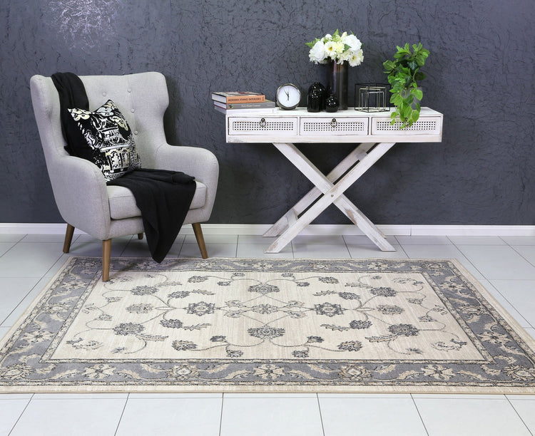 Arya Cream Grey Oriental Rug