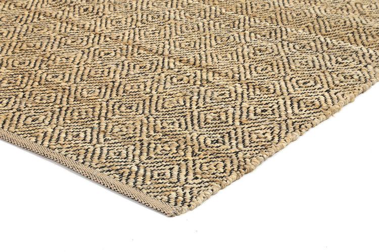 Oslo Black Jute Diamonds Flat Weave Rug