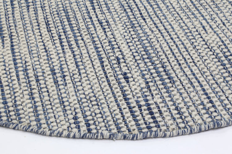 Scandi Blue Reversible Wool Round Rug