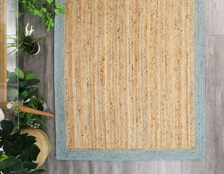 Hampton Blue Border Jute Rug