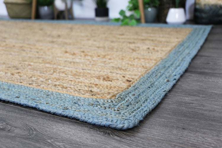 Hampton Blue Border Jute Rug