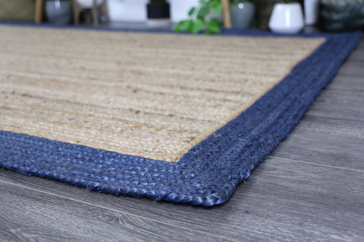 Hampton Navy Blue Border Jute Rug