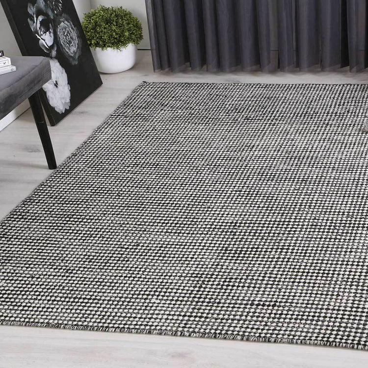 Scandi Charcoal Grey Reversible Wool Rug